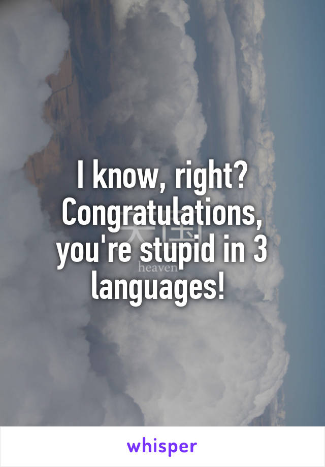 I know, right? Congratulations, you're stupid in 3 languages! 