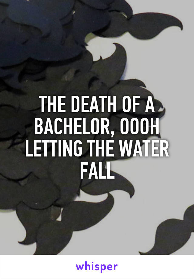 THE DEATH OF A BACHELOR, OOOH LETTING THE WATER FALL