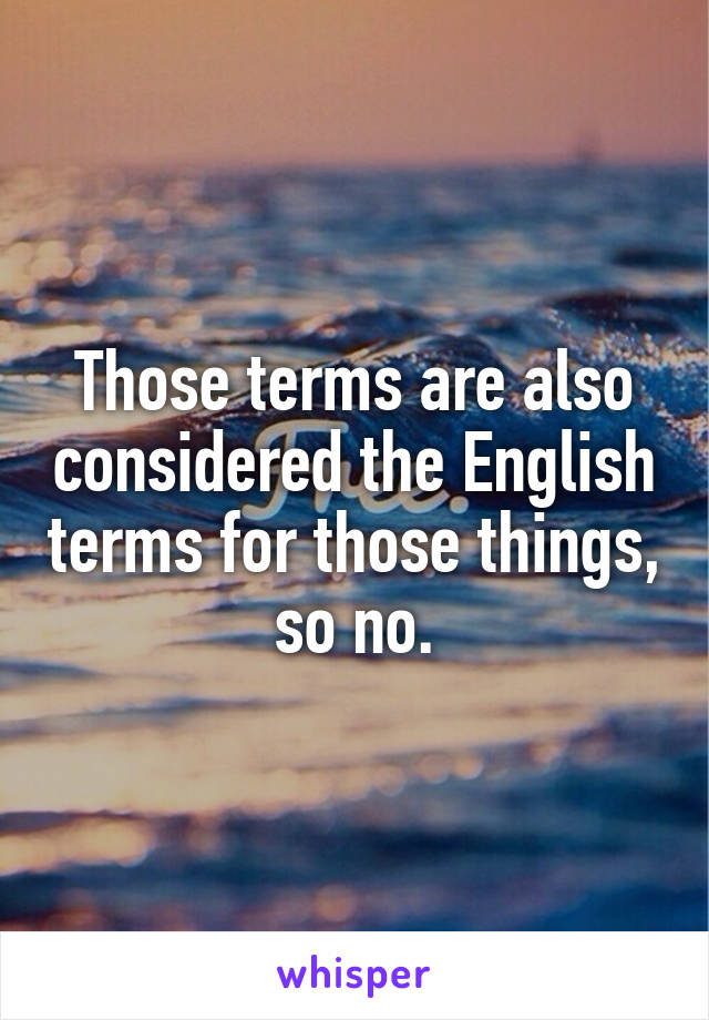 Those terms are also considered the English terms for those things, so no.