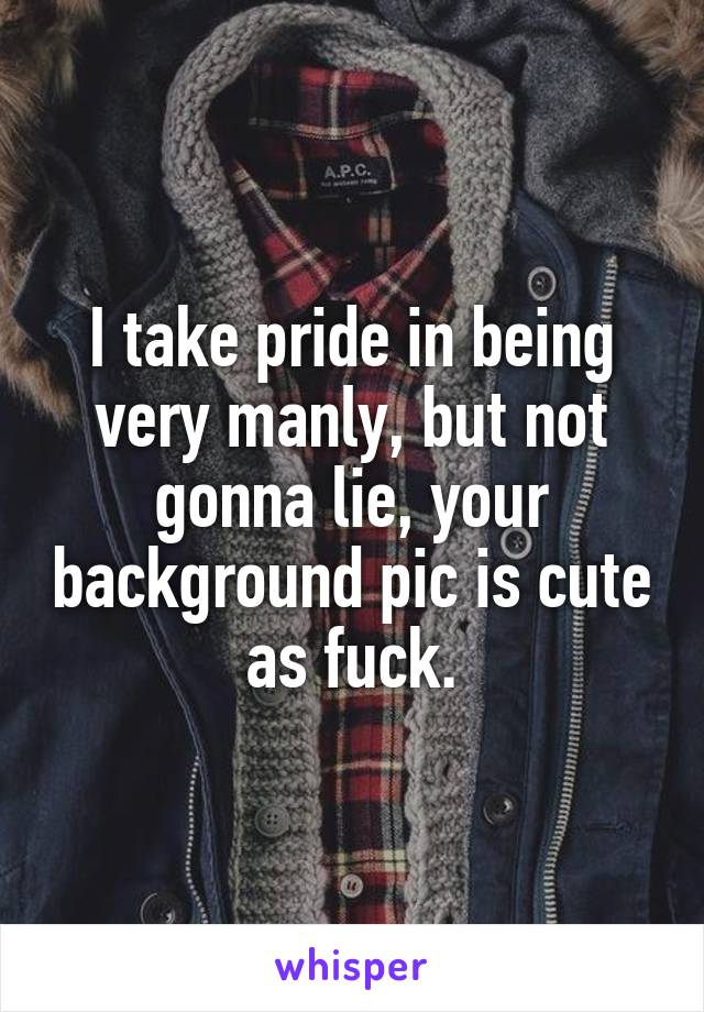 I take pride in being very manly, but not gonna lie, your background pic is cute as fuck.