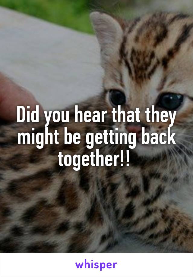 Did you hear that they might be getting back together!! 