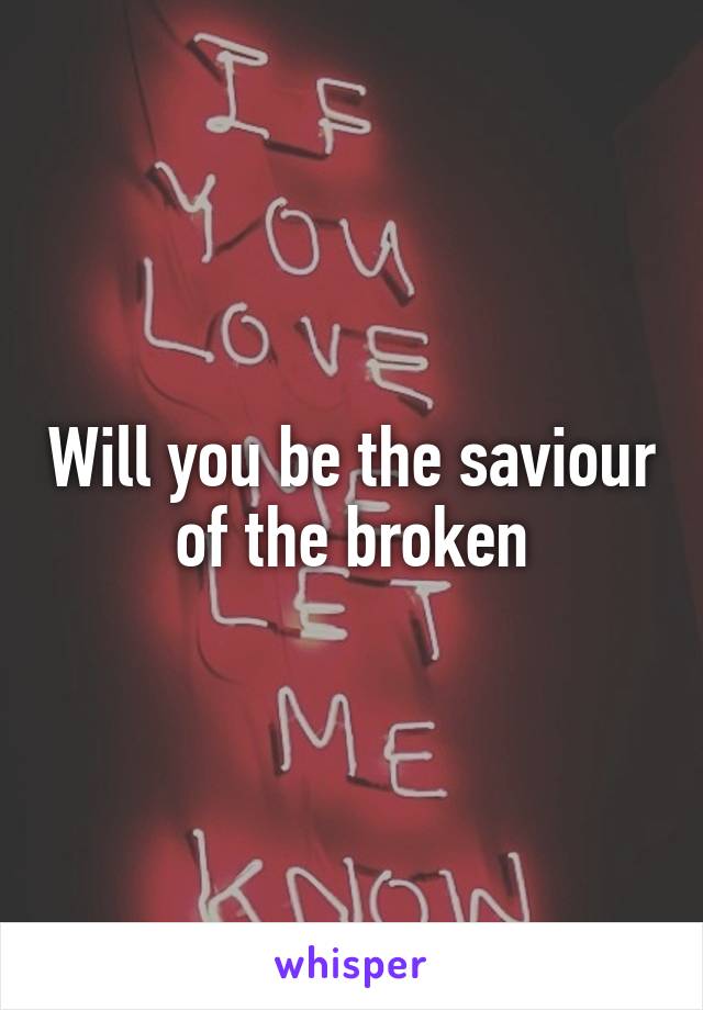 Will you be the saviour of the broken