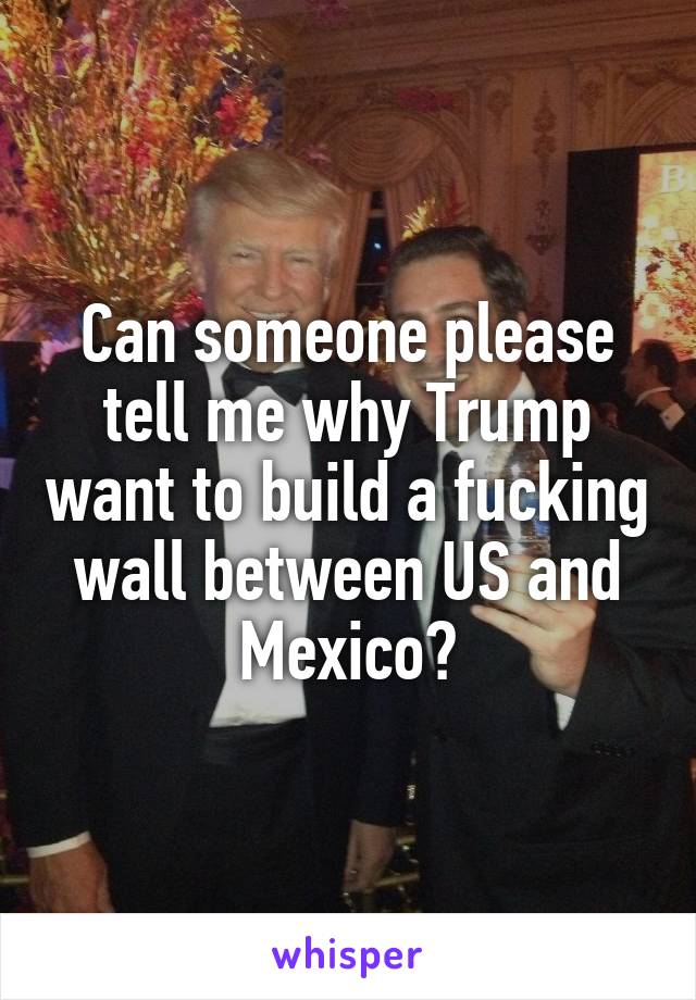 Can someone please tell me why Trump want to build a fucking wall between US and Mexico?