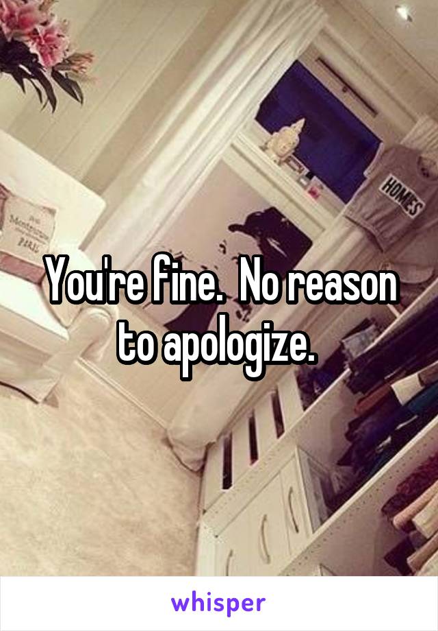 You're fine.  No reason to apologize. 