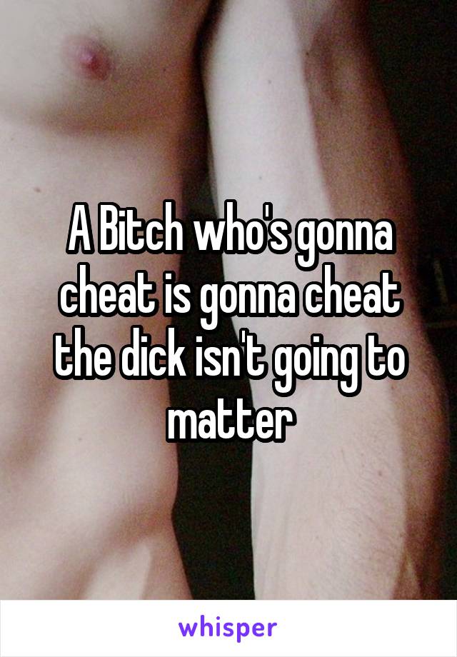 A Bitch who's gonna cheat is gonna cheat the dick isn't going to matter