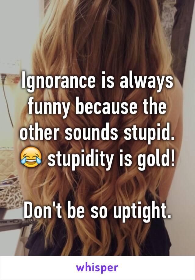 Ignorance is always funny because the other sounds stupid. 😂 stupidity is gold!

Don't be so uptight.