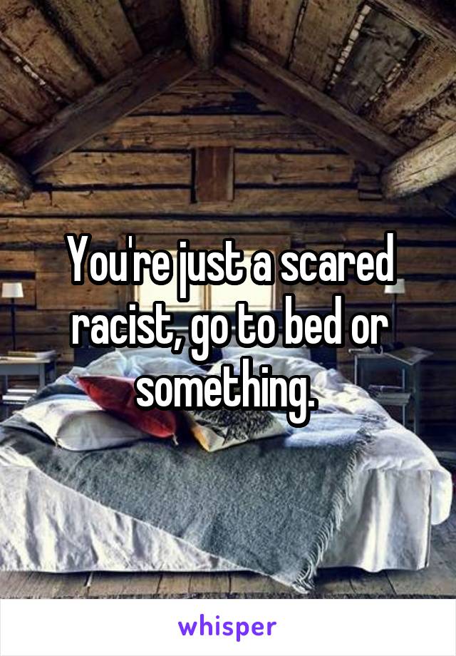 You're just a scared racist, go to bed or something. 