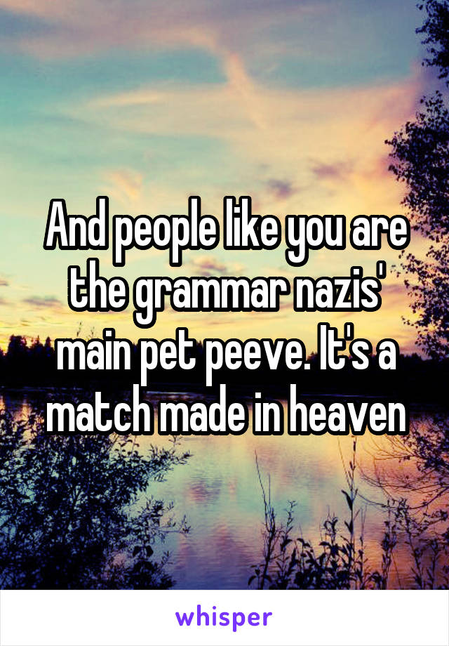 And people like you are the grammar nazis' main pet peeve. It's a match made in heaven