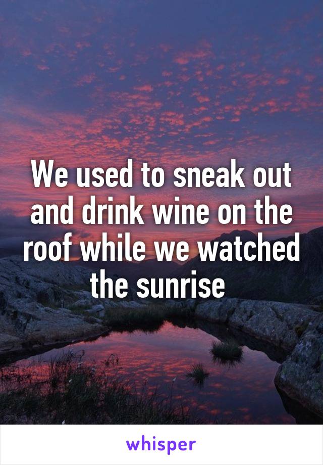 We used to sneak out and drink wine on the roof while we watched the sunrise 