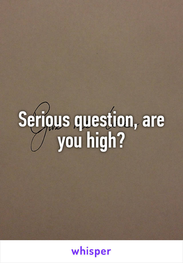 Serious question, are you high?