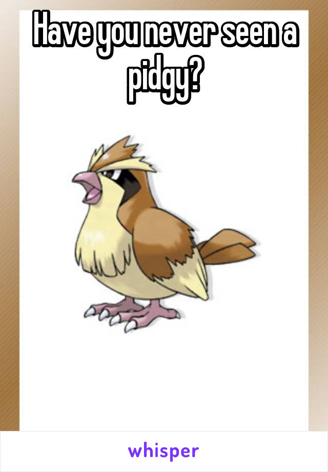 Have you never seen a pidgy?







