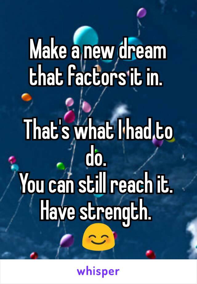 Make a new dream that factors it in. 

That's what I had to do. 
You can still reach it. 
Have strength. 
😊