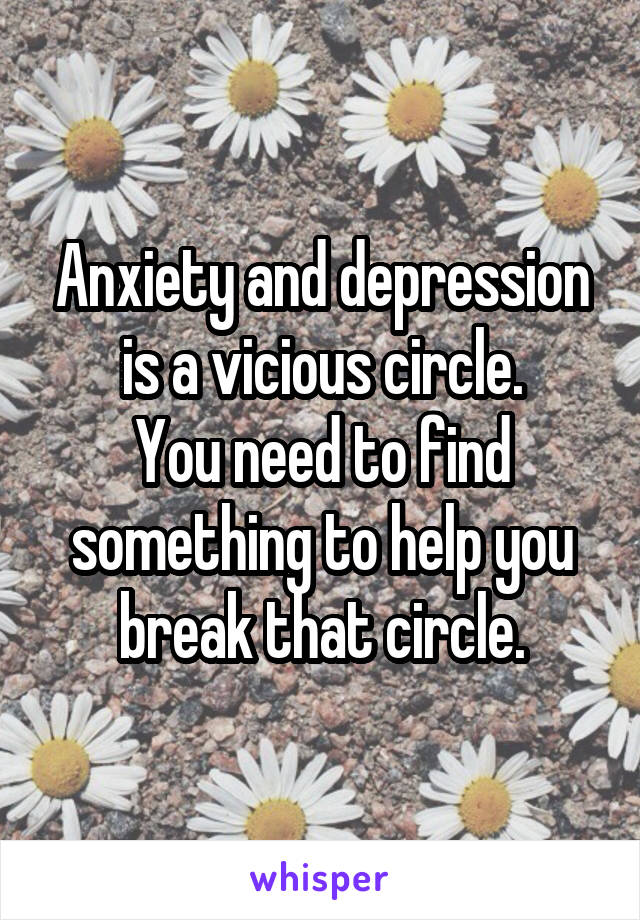 Anxiety and depression is a vicious circle.
You need to find something to help you break that circle.