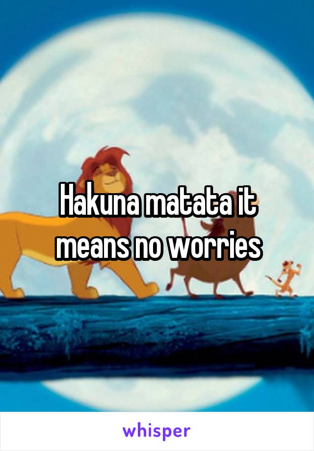 Hakuna matata it means no worries