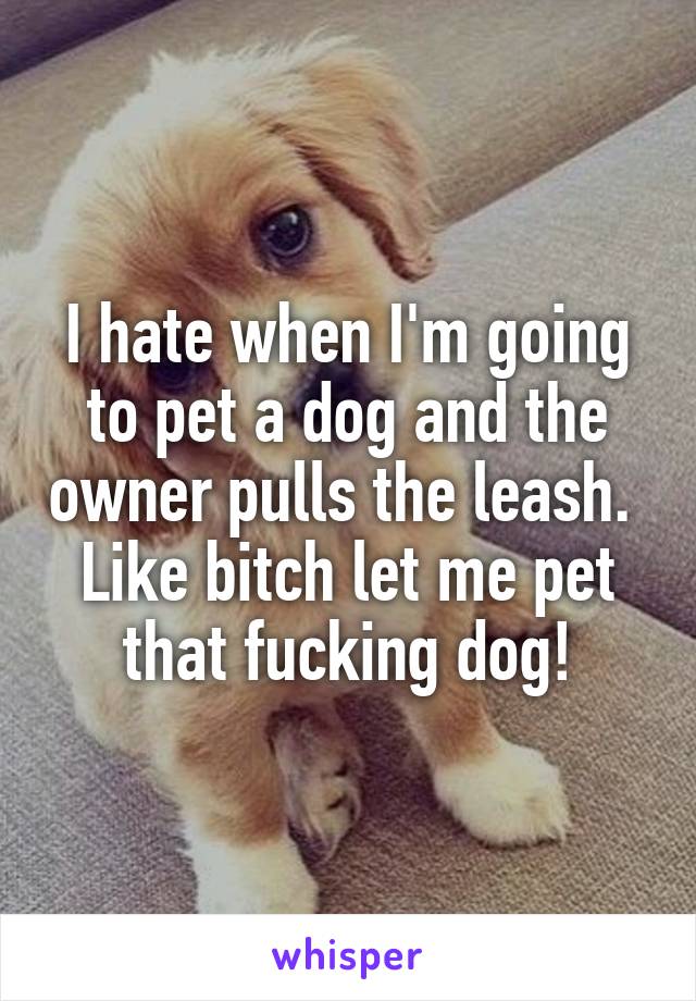 I hate when I'm going to pet a dog and the owner pulls the leash. 
Like bitch let me pet that fucking dog!