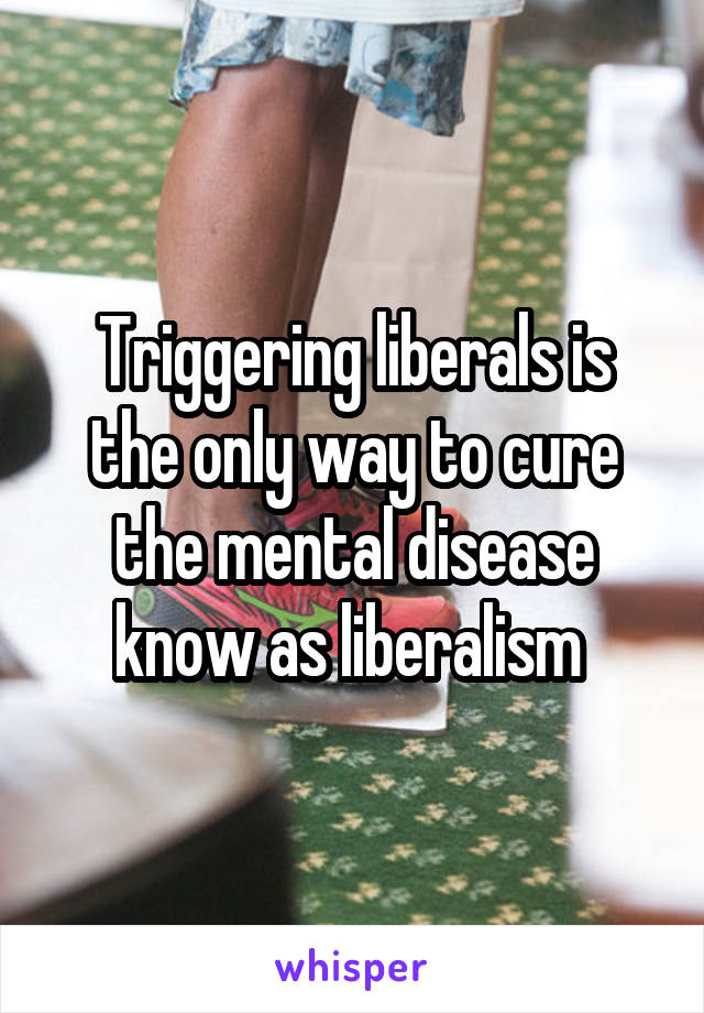 Triggering liberals is the only way to cure the mental disease know as liberalism 