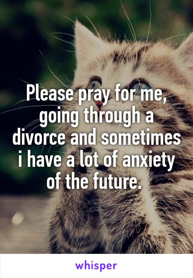 Please pray for me, going through a divorce and sometimes i have a lot of anxiety of the future. 