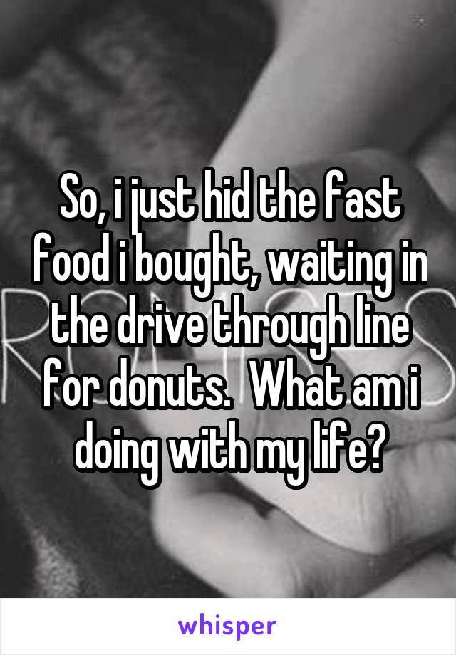 So, i just hid the fast food i bought, waiting in the drive through line for donuts.  What am i doing with my life?