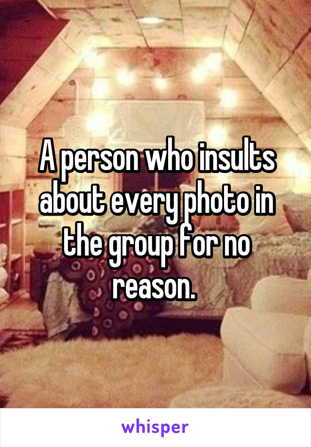 A person who insults about every photo in the group for no reason. 