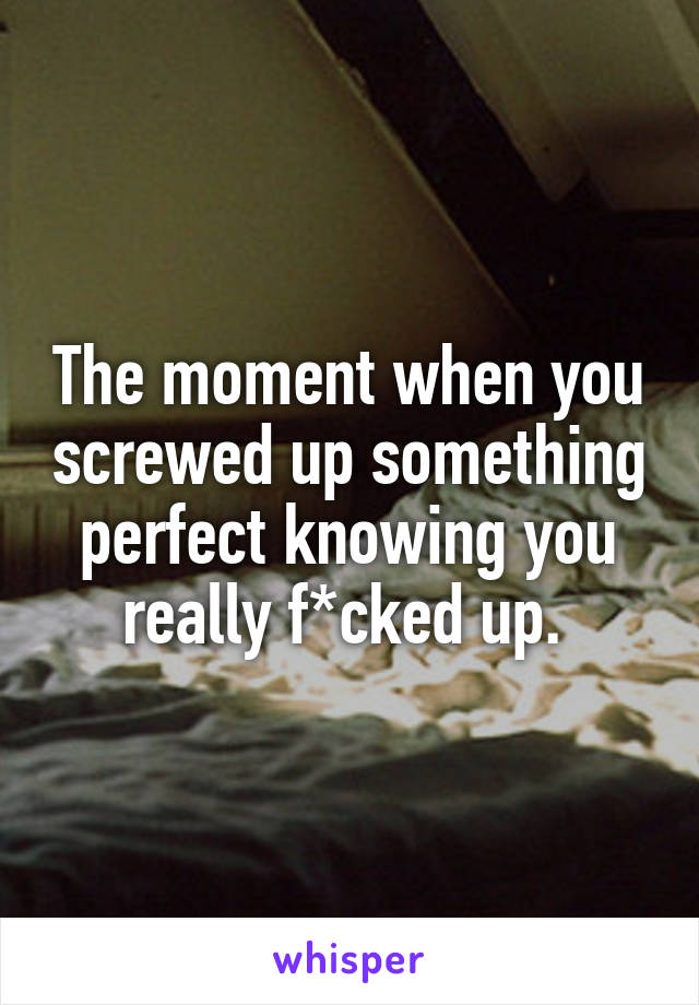 The moment when you screwed up something perfect knowing you really f*cked up. 