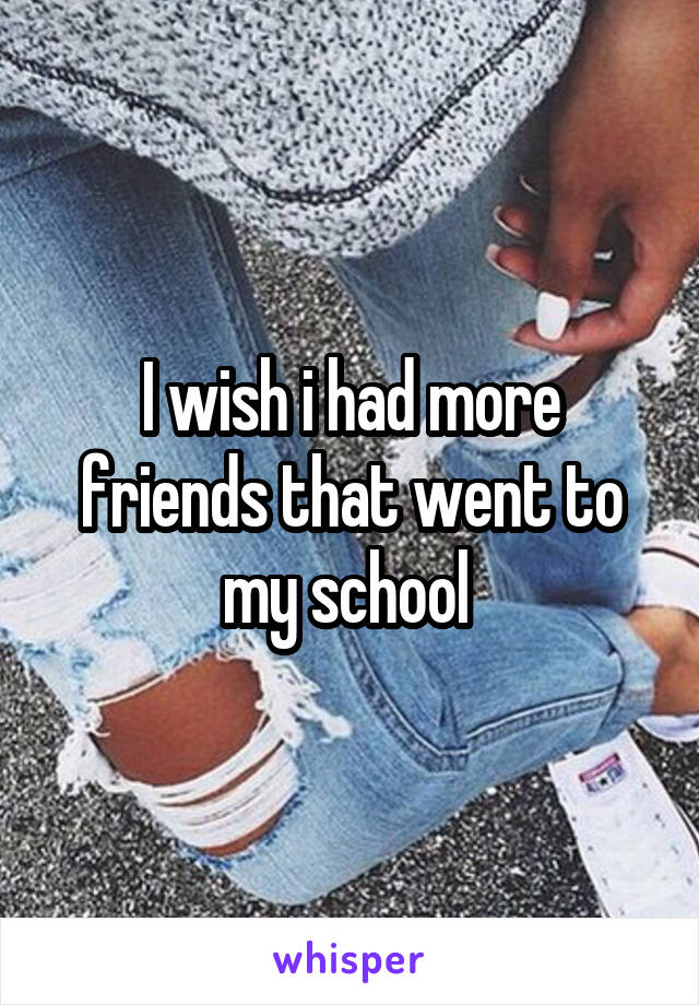 I wish i had more friends that went to my school 
