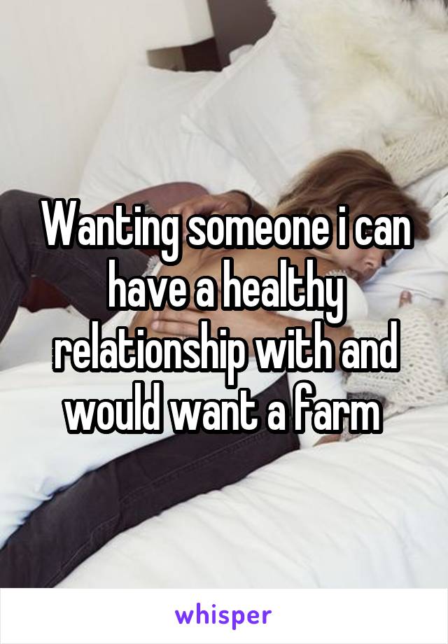 Wanting someone i can have a healthy relationship with and would want a farm 