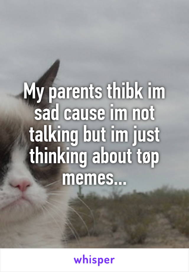My parents thibk im sad cause im not talking but im just thinking about tøp memes...