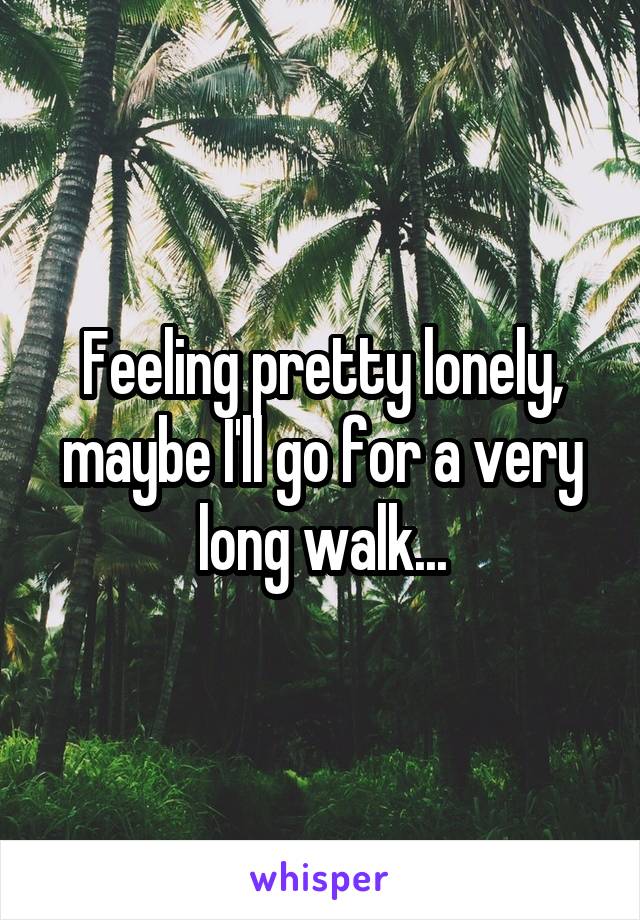 Feeling pretty lonely, maybe I'll go for a very long walk...