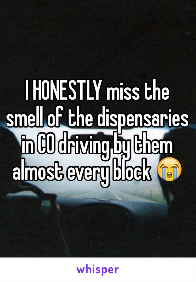 I HONESTLY miss the smell of the dispensaries in CO driving by them almost every block 😭
