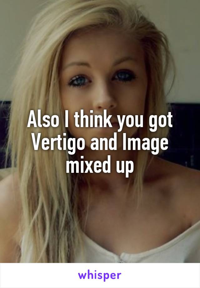 Also I think you got Vertigo and Image mixed up