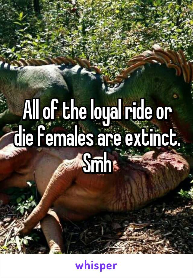 All of the loyal ride or die females are extinct. Smh