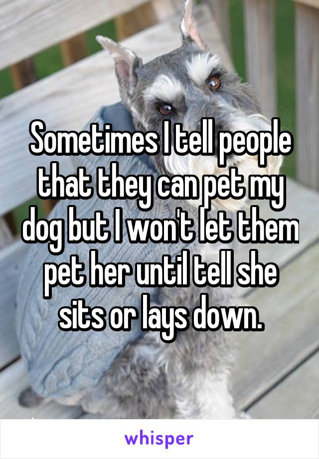 Sometimes I tell people that they can pet my dog but I won't let them pet her until tell she sits or lays down.