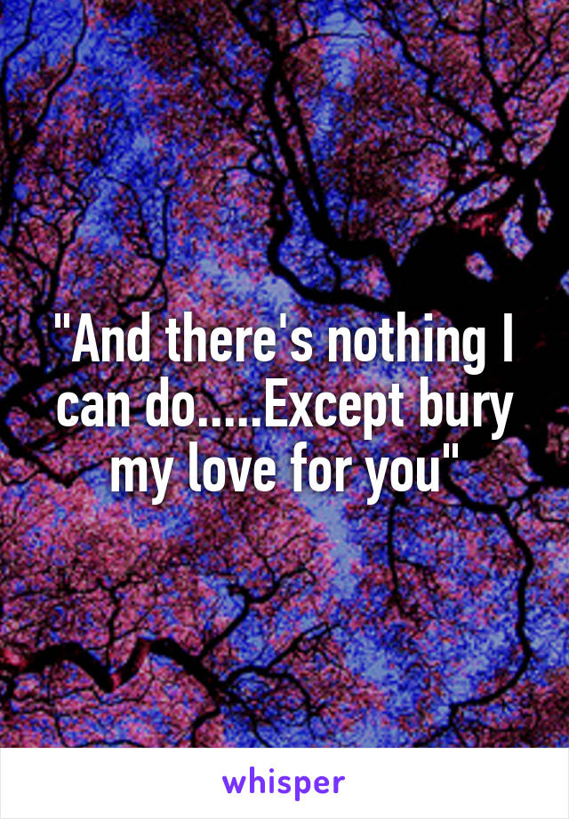"And there's nothing I can do.....Except bury my love for you"