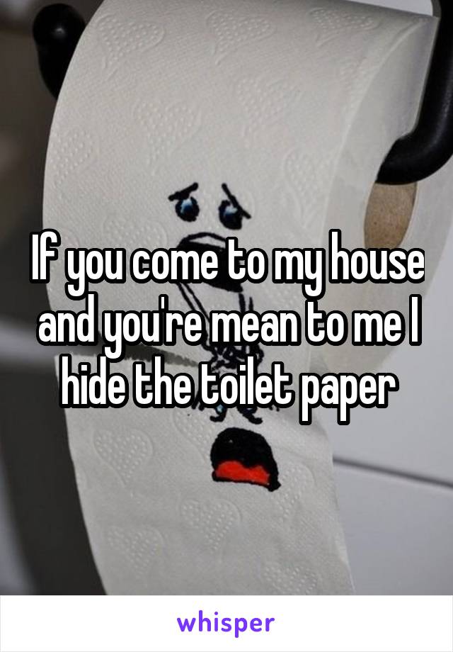 If you come to my house and you're mean to me I hide the toilet paper