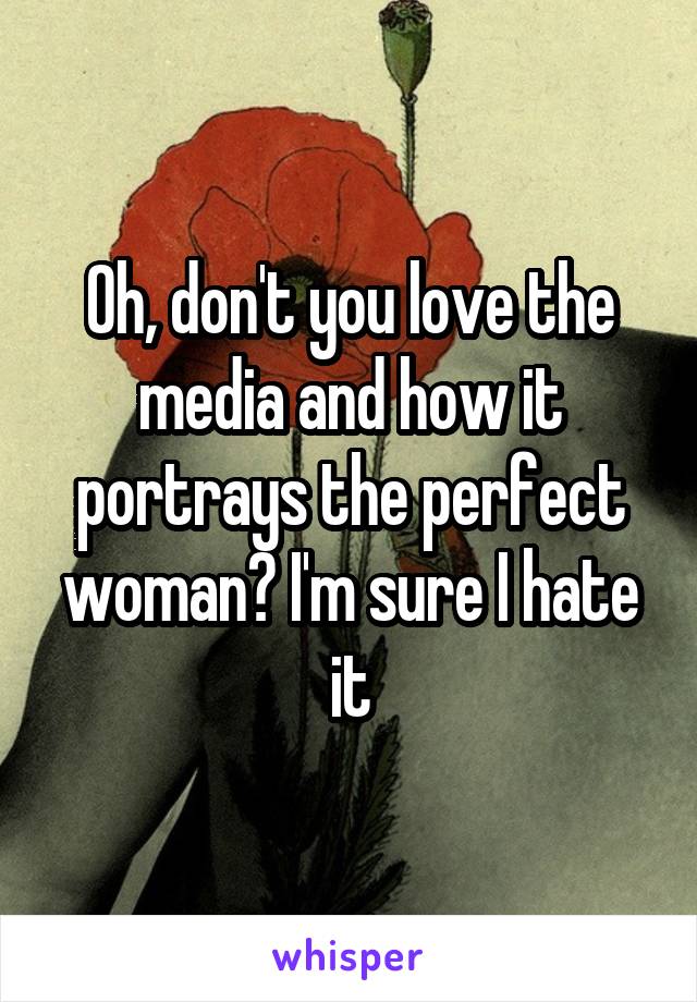 Oh, don't you love the media and how it portrays the perfect woman? I'm sure I hate it