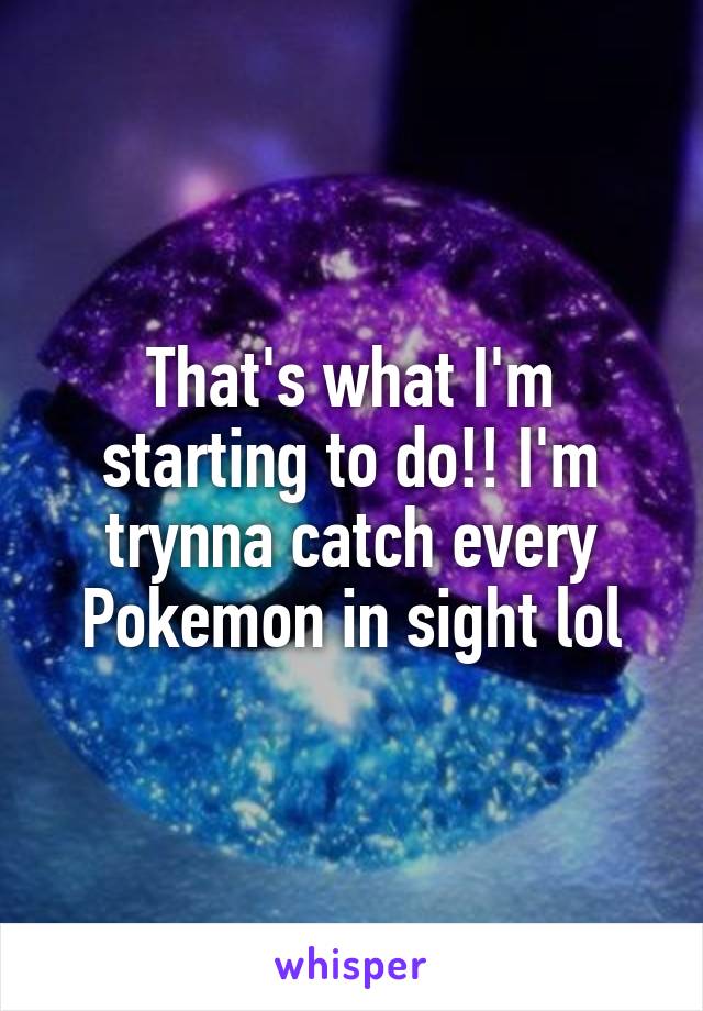 That's what I'm starting to do!! I'm trynna catch every Pokemon in sight lol