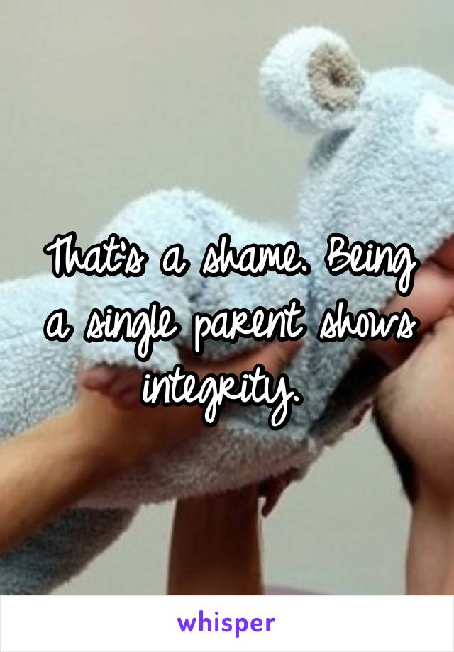 That's a shame. Being a single parent shows integrity. 