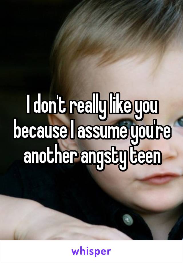 I don't really like you because I assume you're another angsty teen
