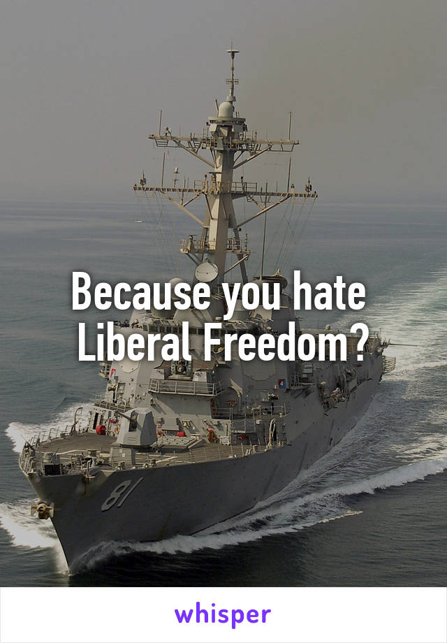 Because you hate 
Liberal Freedom?