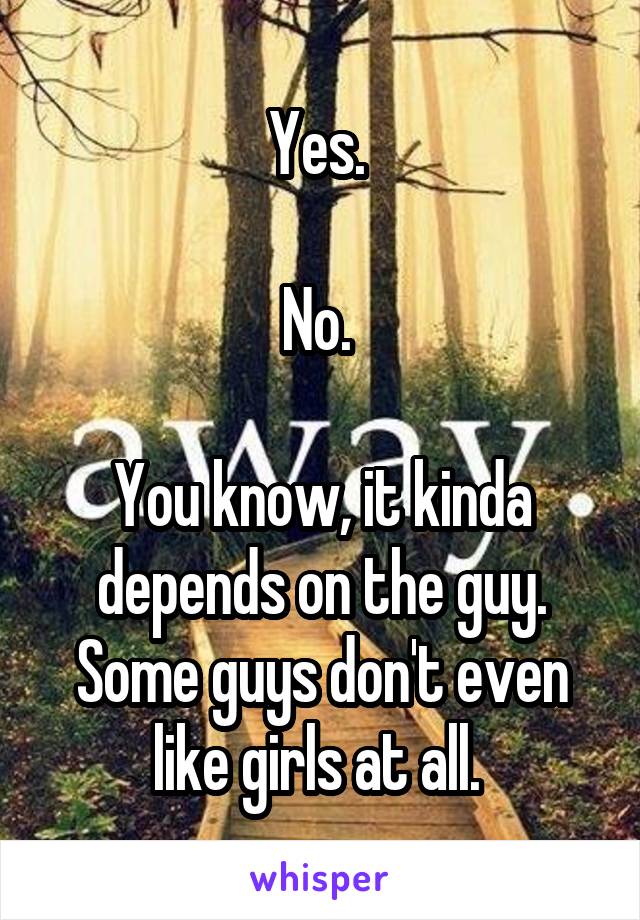 Yes. 

No. 

You know, it kinda depends on the guy. Some guys don't even like girls at all. 