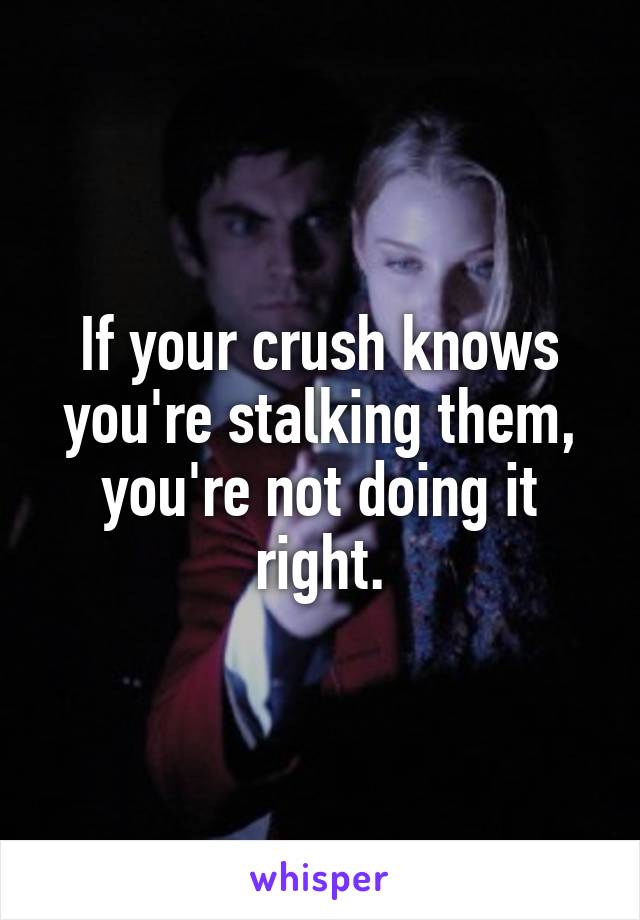 If your crush knows you're stalking them, you're not doing it right.