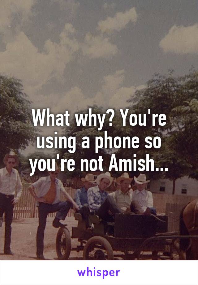 What why? You're using a phone so you're not Amish...