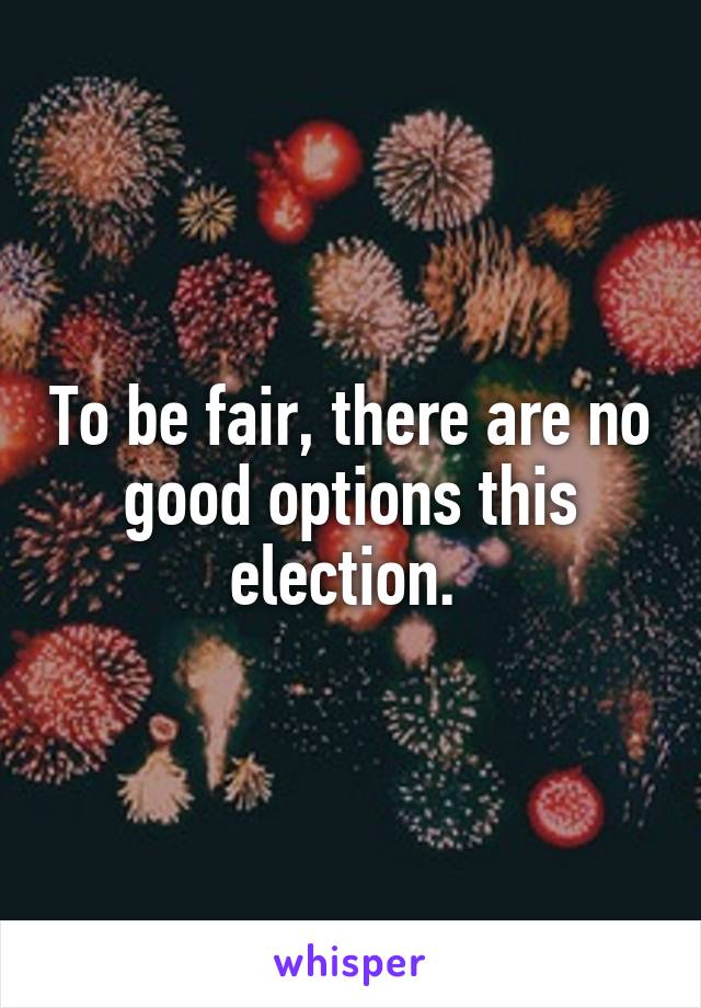 To be fair, there are no good options this election. 
