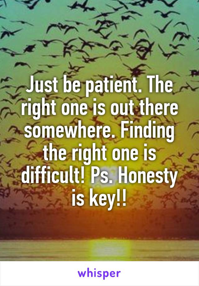 Just be patient. The right one is out there somewhere. Finding the right one is difficult! Ps. Honesty is key!!