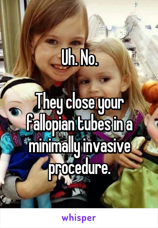 Uh. No.

They close your fallopian tubes in a minimally invasive procedure.