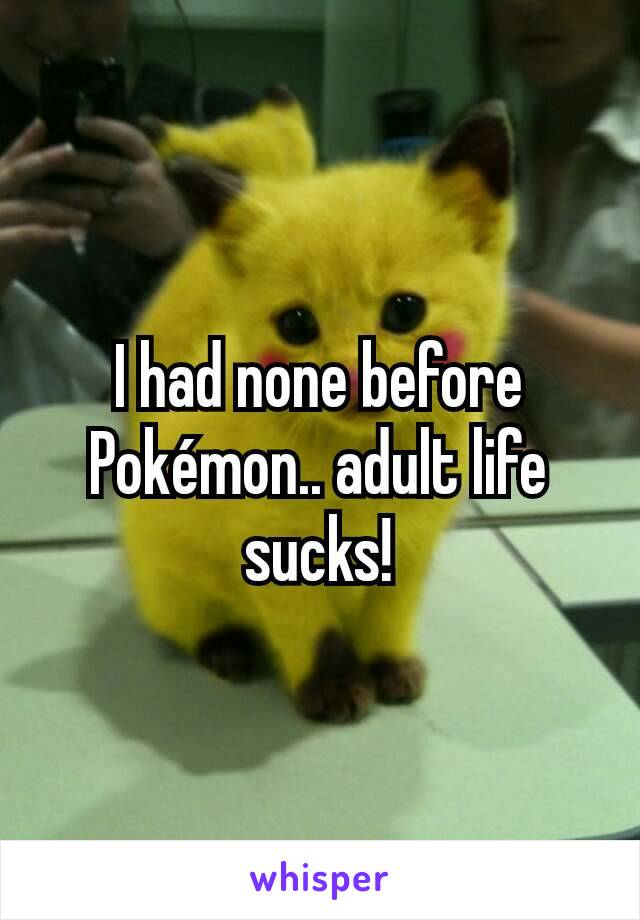 I had none before Pokémon.. adult life sucks!