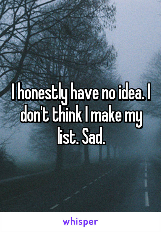 I honestly have no idea. I don't think I make my list. Sad.