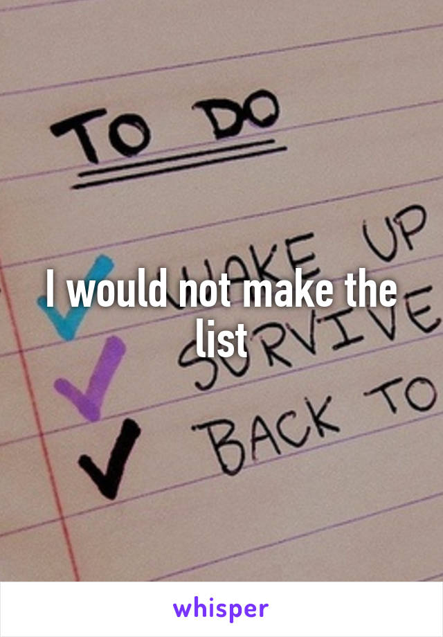 I would not make the list