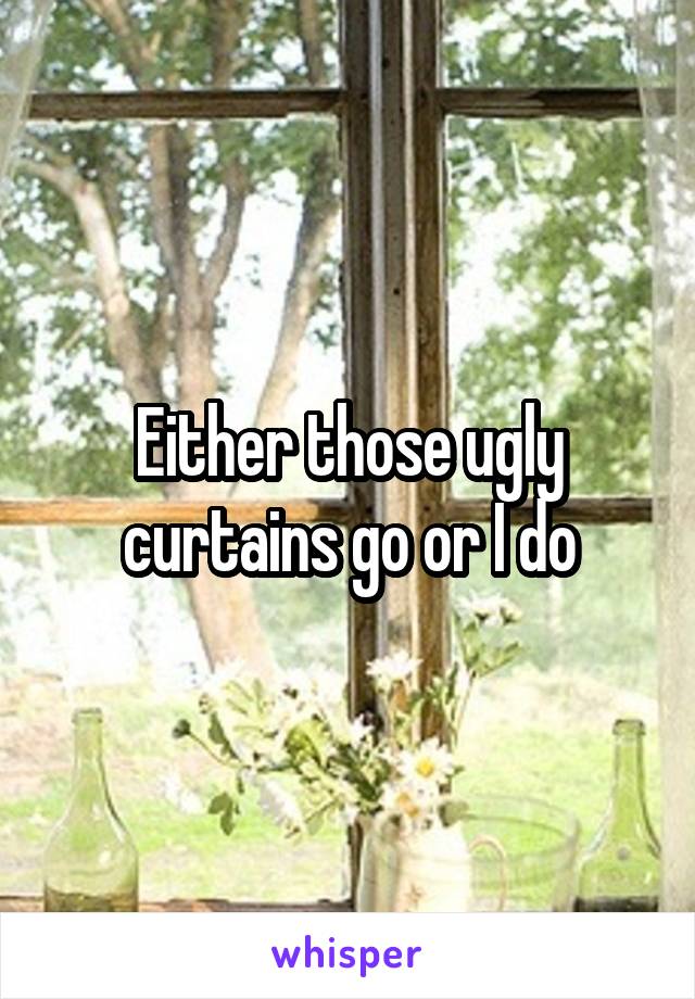 Either those ugly curtains go or I do