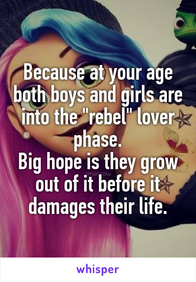 Because at your age both boys and girls are into the "rebel" lover phase.
Big hope is they grow out of it before it damages their life.